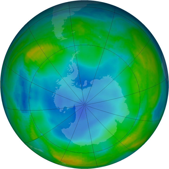 Antarctic ozone map for 18 June 1986